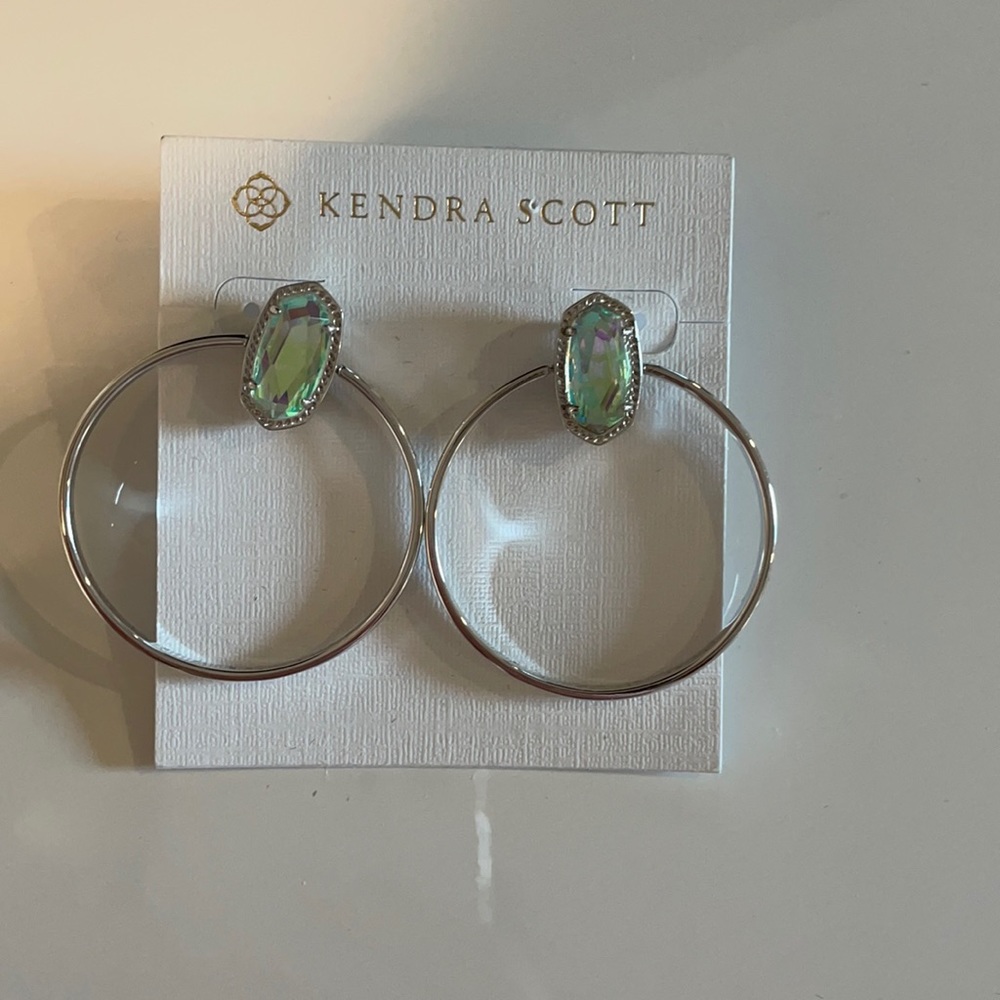 Mayra Silver Hoop Earrings In Dichroic Glass